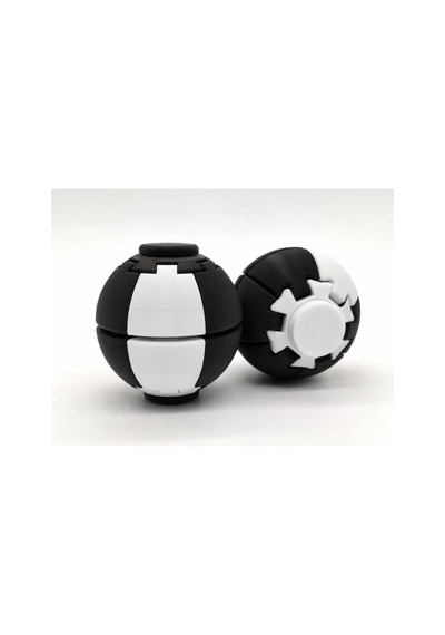 Alvera Press Küresi 3d Baskı Dönüşen Mekanik Fidget Stres Oyuncağı-beyaz-siyah