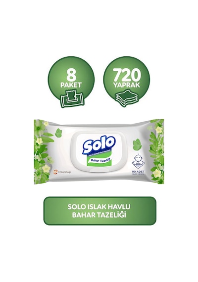 Solo Islak Havlu Kapaklı 8 x 90 Adet 720 Yaprak Solo Islak Havlu Kapaklı 8 x 90 Adet 720 Yaprak