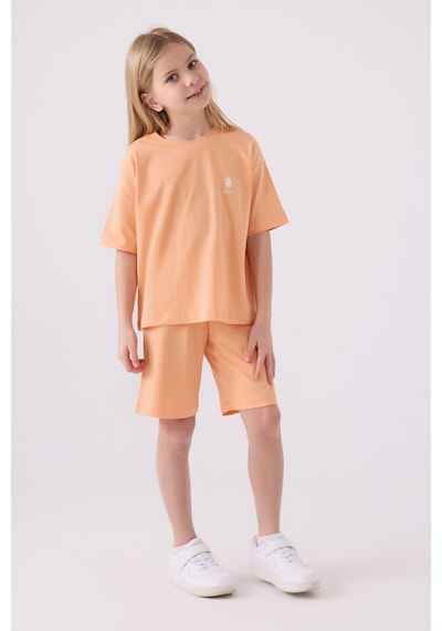 U.S. Polo Assn. U.s. Polo Assn Kız Çocuk Turuncu Bermuda Takım Us1848-c-v37 Turuncu