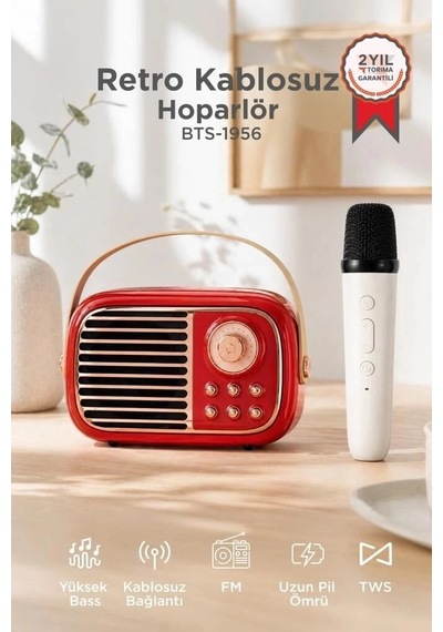 Premium Torima Bluetooth Hoparlör Nostaljik Radyo Bts-1956 Ses Ev