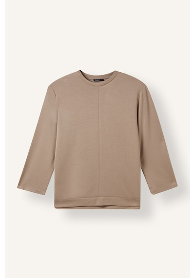 Defacto Regular Fit Bisiklet Yaka Önü Dikiş Detaylı Uzun Kollu Tunik Basic Sweatshirt I4194ax26aubg73 Bej-bg73