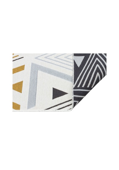 Yellow Grey Yıkanabilir Çift Taraflı Modern Desenli Dokuma Kilim