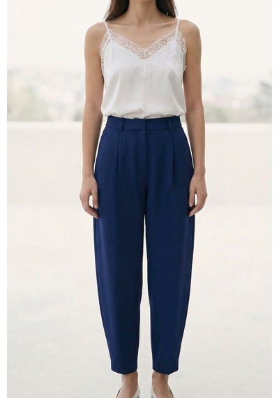 Sateen Talia Havuç Pantolon - Lacivert-137380