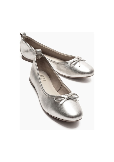 Luvishoes 01 Gümüş Cilt Hakiki Deri Kadın Babet Ayakkabı Gümüş