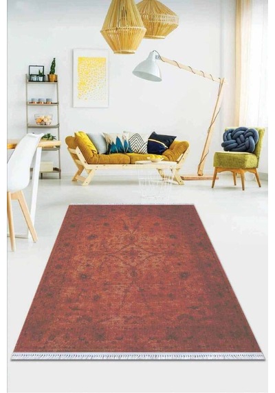 Kiremit Modern Dokuma Pamuk Taban Kaymaz Kilim Klm044n11