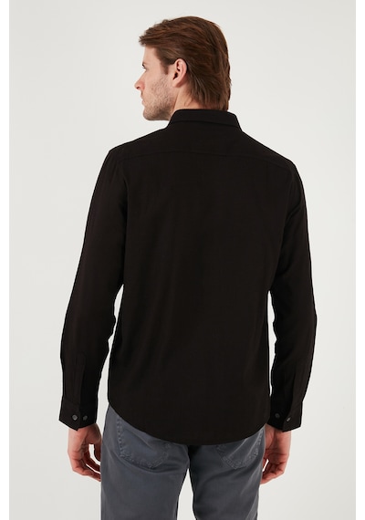 Buratti Pamuklu Regular Fit Düğmeli Yaka Erkek Gömlek Cf20S111871 Siyah