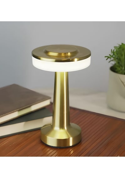 Şarjlı Dokunmatik Gold Masa Lambası Modern Led Abajur Masa Lambas