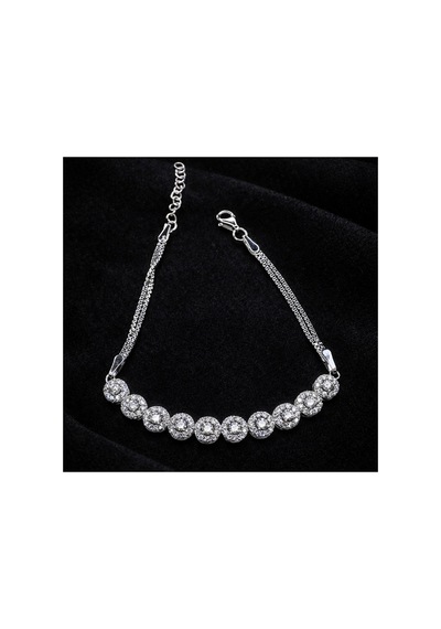 925 Ayar Gümüş Halo Baget Zirkon Taşlı Kadın Bileklik 19.5 Cm Gümüş - 865398655 Gümüş
