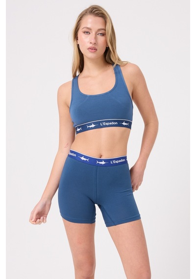 Athleshorts Yüksek Bel Kadın Uzun Boxer Şort-3270 Mavi