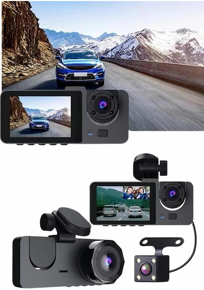 Gece Görüşlü Dvr 3 Lensli Araç İçi Sürüş Kamerası Video Kaydedici - Lisinya