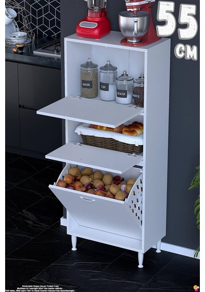 Nore 55 Cm İki Kapaklı Tek Sepetli Çok Amaçlı Kiler Dolabı Mutfak Banyo Düzenleyici 55x150x32 Cm Beyaz Nore 55 Cm İki Kapaklı Tek Sepetli Çok Amaçlı Kiler Dolabı Mutfak Banyo Düzenleyici 55x150x32 Cm Beyaz