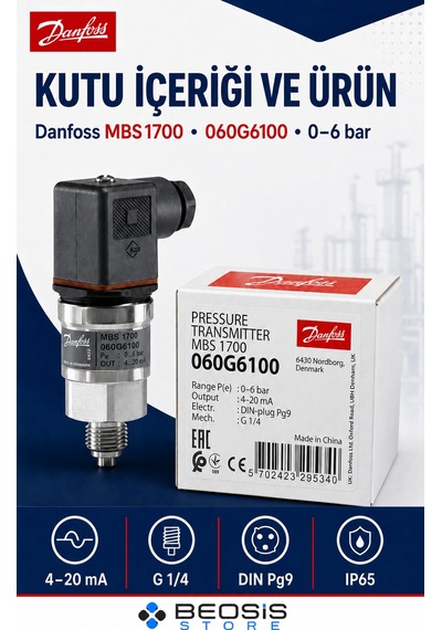 Danfoss 060g6100 Mbs 1700 0-6 Bar Basınç Transmitteri