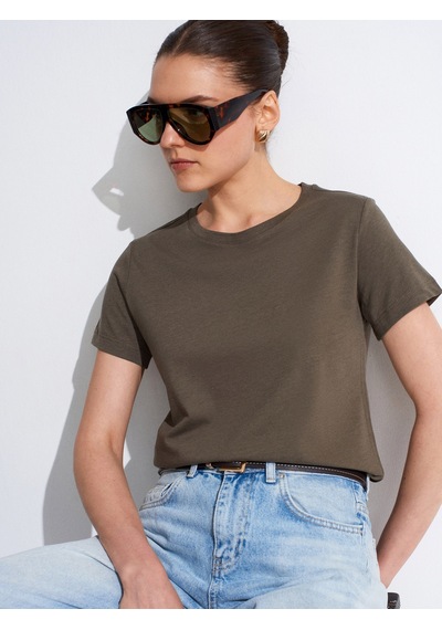 Dilvin 32852 Basic T-shirt-haki