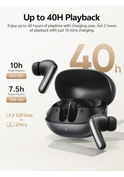 Melobuds N20 Aktif Gürültü Önleyici Kablosuz Kulaklıklar, 6 Mikrofonlu 50db Anc Kulaklıklar Enc Standart