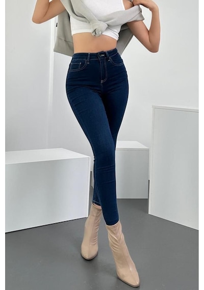 HLT Jeans Kadın Blue Black Süper Skinny Fit Esnek Likralı Yüksek Bel Denim Jean Kot Pantolon HLTJENNİE-BLUE BLACK-A Çok Renkli HLT Jeans Kadın Blue Black Süper Skinny Fit Esnek Likralı Yüksek Bel Denim Jean Kot Pantolon HLTJENNİE-BLUE BLACK-A Çok Renkli