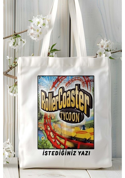 Art Hediye Roller Coaster Oyun Baskılı Bez Çanta Omuz Çantası Kişiye Özel Model 5 Çok Renkli