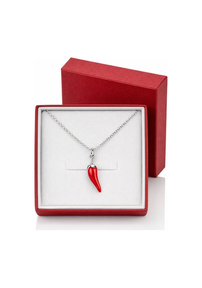 Çekirdekjewelry 925 Ayar Gümüş Kırmızı Biber Figürlü Kolye Şans Ve Nazar Temalı Çok Renkli
