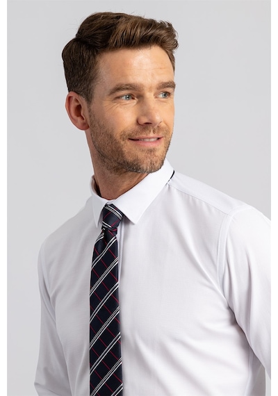 Tudors Modern Slim Fit Dar Kesim Armürlü Erkek Gömlek-20912 Beyaz