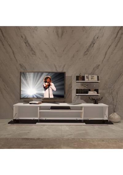 Decoraktiv Trio 4s Mdf Tv Ünitesi Tv Sehpası Beyaz - Siyah