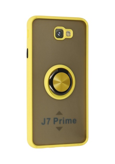 Newface - 336 - Samsung Galaxy Uyumlu J7 Prime Kılıf Montreal Yüzüklü Silikon Kapak - Csmo-tex - - Sarı