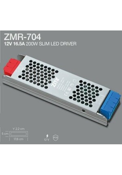 Led Driver Slim Zmr-704 12v 16,5a 200w