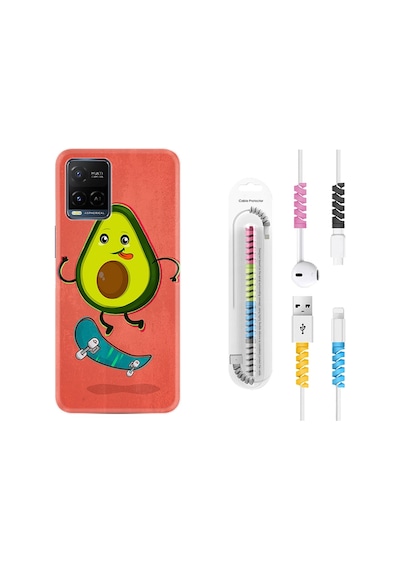 Vivo V21 Kılıf Kablo Koruyuculu Avokado Skate 1741