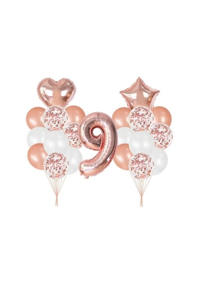 9 Yaş Rose Gold Balon Seti