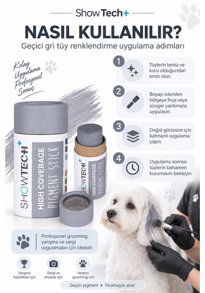 Showtech Colour-ıt El Yapımı Pigment Toz Geçici Köpek Tüy Boyası Gri