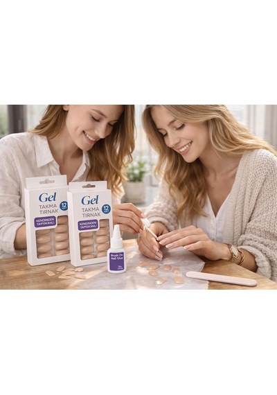 Vıvaluxe Gel Takma Tırnak Seti 12 Adet Kendinden Yapışkanlı Press-on Nails, Doğal Görünüm, Dayanıklı Ve Kolay