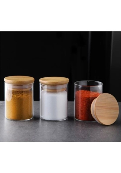 Gönül Gnl3833 Borosilikat Bambu Kapaklı Cam Kavanoz 5.5x7cm Tekli
