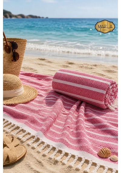 %100 Pamuk Dokuma Peştemal Havlu Plaj & Banyo Havlusu 100x170 Cm Kırmızı