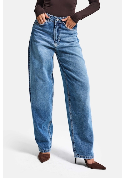 Itsbasic Kadın Mavi Cindy 4s6-4 Skater Fit Bol Kesim %100 Koton Denim Jean