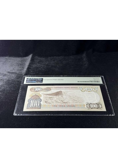 Türk Lirası Pmg 67 Epq Superb Gem Unc 100 Lira P 189b 1970 Nd 1979 S/n H09 6. Emisyon 2. Tertip