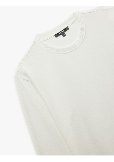 Koton Uzun Kollu Bisiklet Yaka Basic Sweatshirt Beyaz 6wam70090mk Beyaz