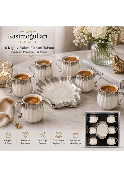 Tr Türk Kahvesi Fincan Takımı, 6 Kişilik, 12 Parça Kc03 Diğer