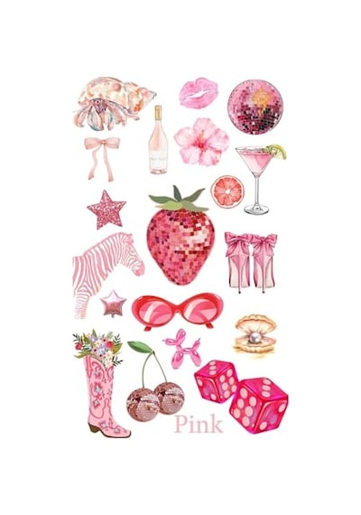 Pink Retro Laptop Tablet Telefon Ajanda Bullet Journal Motor Sticker -suya Dayanıklı Etiket Abanoz