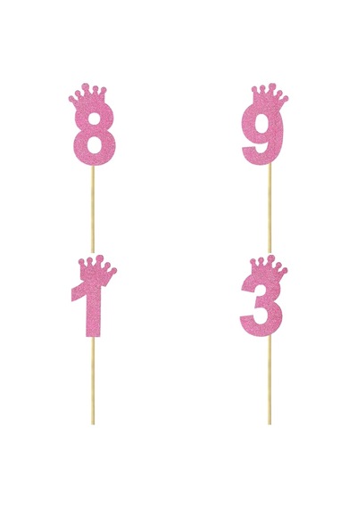 Eva Simli Rakam Pasta Süsü. 19cm x 7.5cm - 1 Adet Pembe 0