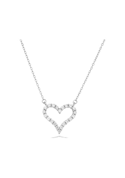 Brezza Lusso Jewelry  Diamond Swarovski Taşlı Kalp Kadın Gümüş Kolye 45 CM 45 CM