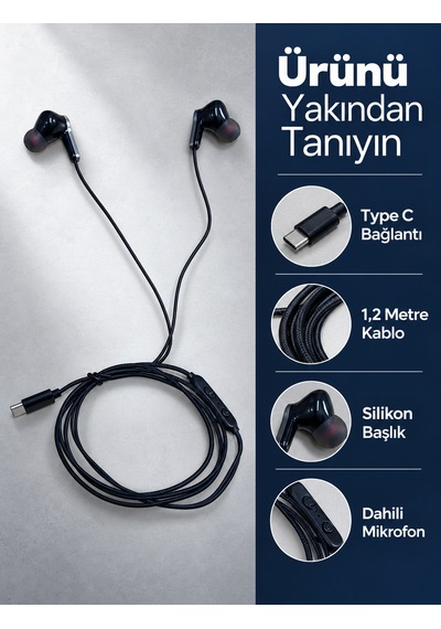 Type C Kablolu Kulak İçi Kulaklık Mikrofonlu Ve Kumandalı Diğer