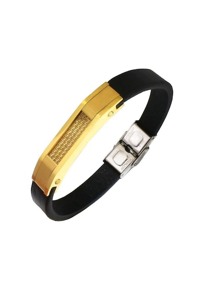Brezza Lusso Jewelry Klasik Model Hasır Şeritli Altın 316 L Çelik Erkek  Bileklik Altın