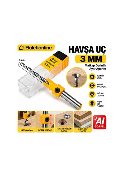 Havşa Uçlu Matkap Derinlik Ayar Aparatı 3 Mm - 942694408