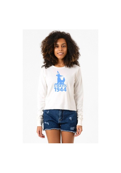 3 Mayıs Türkçülük Günü Ekru Ekstra Uzunkol Sweatshirt 001