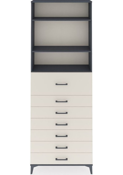 Arges Dolap 3 Raflı 7 Çekmeceli 88x30x243 Antrasit-aytaşı Antrasit