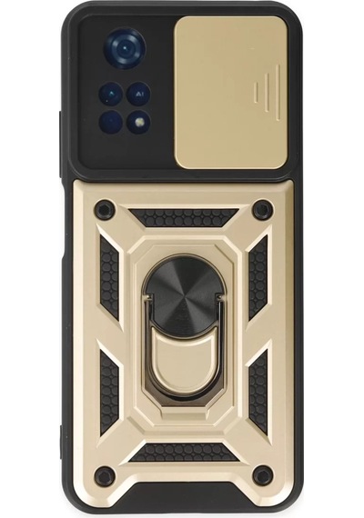 Newface Xiaomi Poco M4 Pro 4g Kılıf Pars Lens Yüzüklü Silikon - Gold Altın