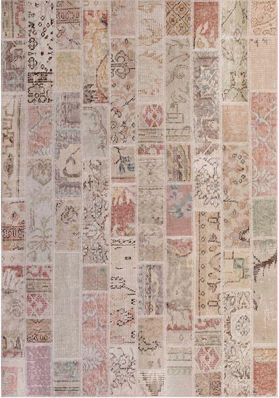 Çam Halı Siesta Patchwork 32-456 Etnik Eskitme Desenli Dokuma Tabanlı Yıkanabilir Şönil Salon Ve Oda Halısı Multi 6