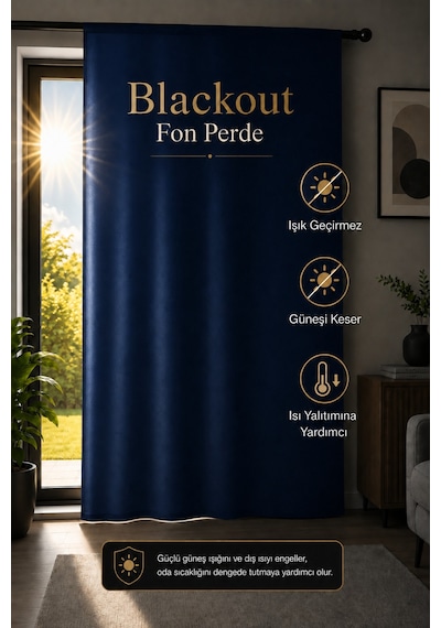 Blackout %100 Işık Geçirmez Isı Yalıtımlı Fon Perde Pilesiz Ektraforlu Karartma Güneşlik Tek Kanat V-22 Lacivert Blackout %100 Işık Geçirmez Isı Yalıtımlı Fon Perde Pilesiz Ektraforlu Karartma Güneşlik Tek Kanat V-22 Lacivert