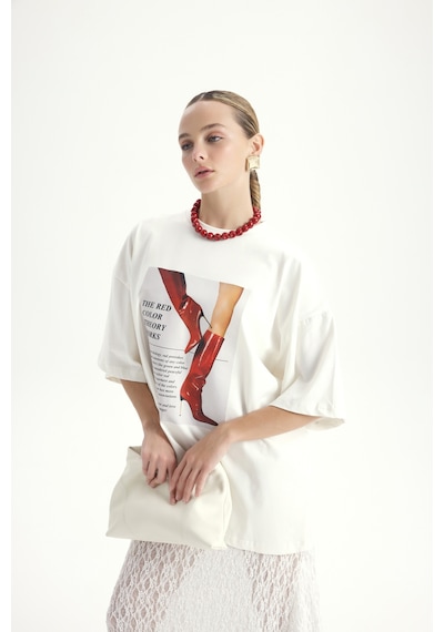 Mai Studios Co. Theory Oversize Beyaz T-shirt BEYAZ