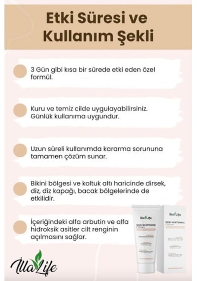 İlla Life Koltuk Altı ve Bikini Bölgesi Beyazlatıcı Krem 50 ML