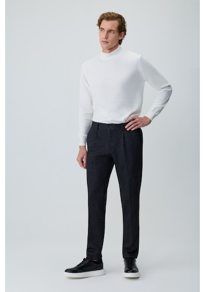 Morven Erkek Siyah Poliviskon Trend Desenli Slim Fit Lastikli Pantolon 27ks003002001 Siyah