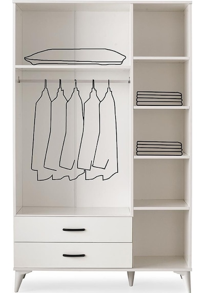Kumsal 3 Kapılı 2 Çekmeceli Gardrop Elbise Dolabı 120x48x195cm 001